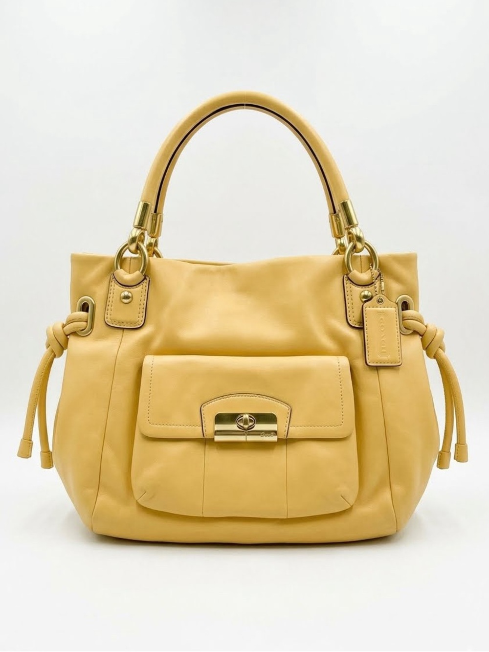 NWT Coach Yellow Leather Shoulder Bag with Gold Hardware